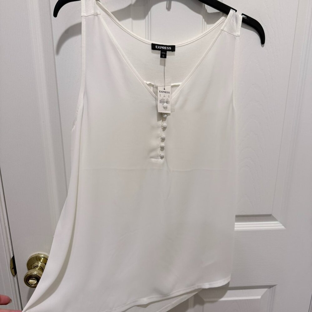 Express White Sleeveless Button-Front Blouse